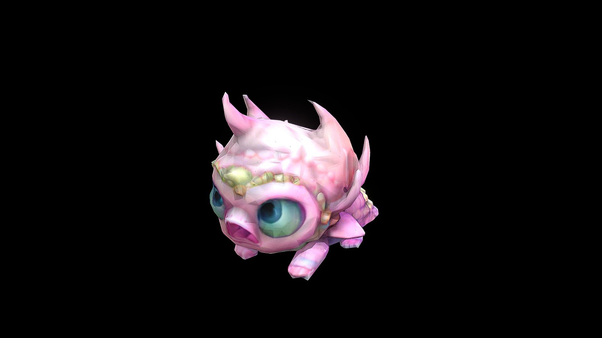 a cartoon drawing of a pink monster with horn - Download Free 3D model ...