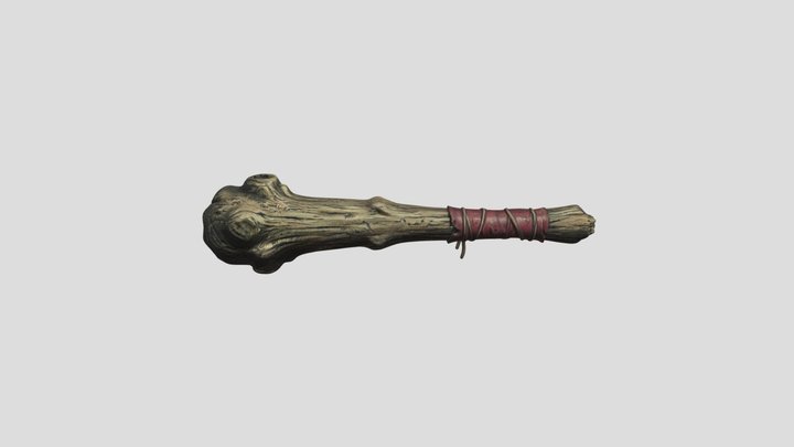 Gnarled Wooden Arm Bound with Leather 3D Model