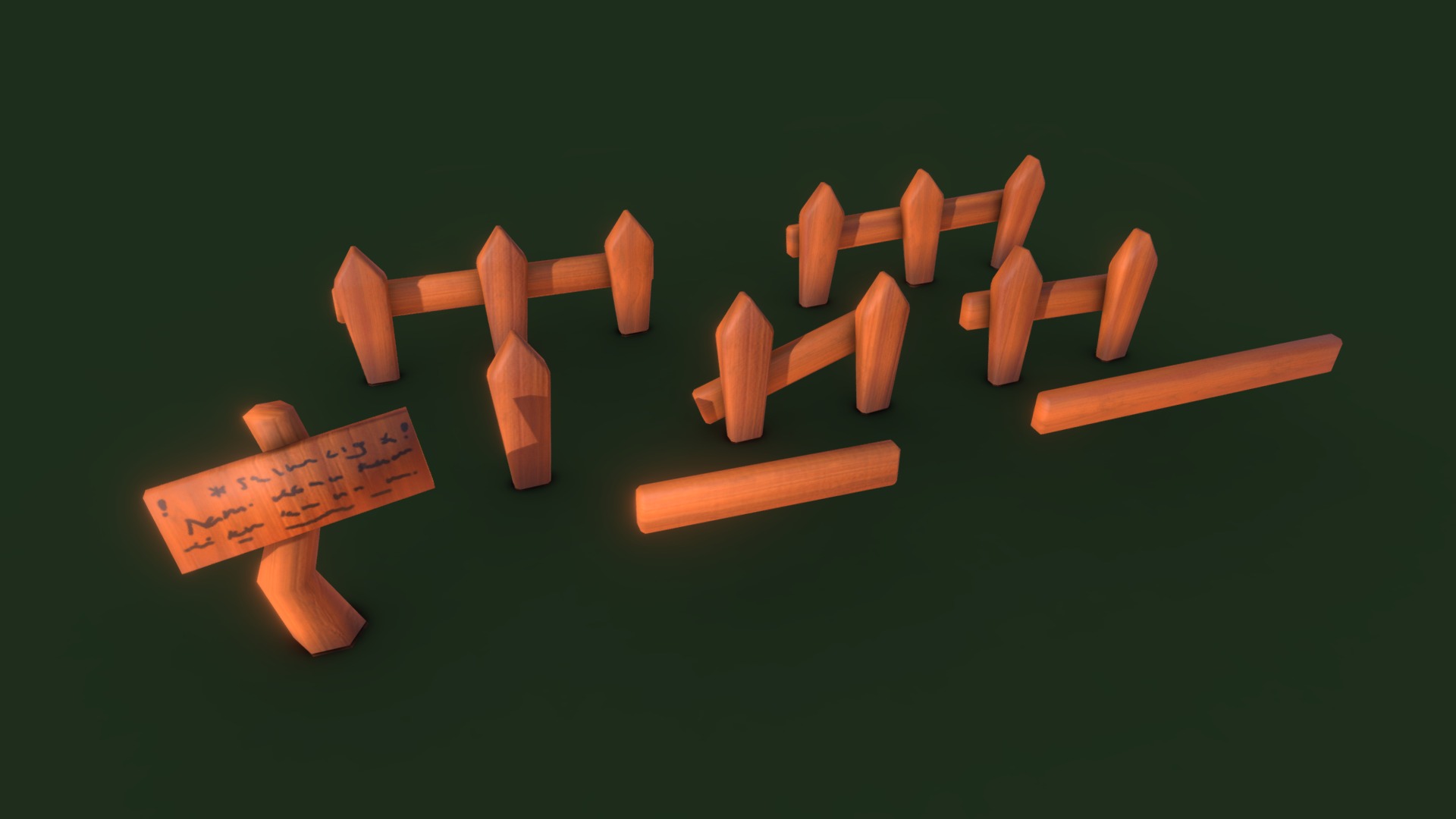 3D model Fences Stylized Asset Modular - This is a 3D model of the Fences Stylized Asset Modular. The 3D model is about arrow.