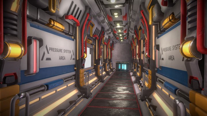 Sci-fi corridor challenge. space station 3D Model