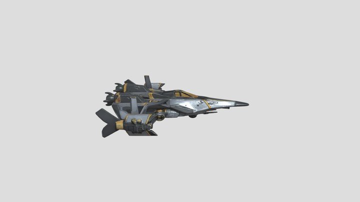 Gold and Grey Futuristic Spaceship – Modello 3D gratuito STL