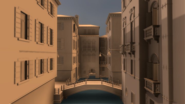 Venice Canal Scene 3D Model