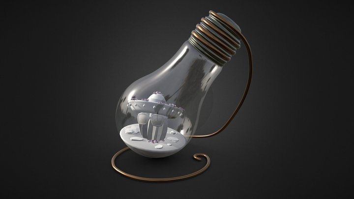 Light Bulb Terrarrium HQ 3D Model