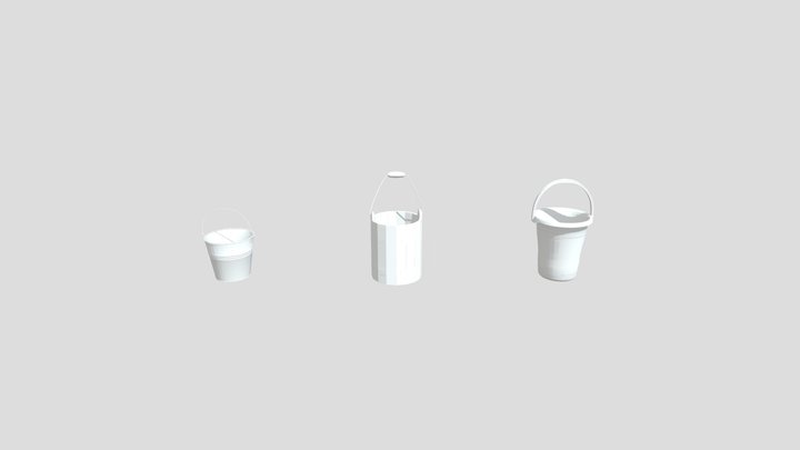 Buckets_ Draft_ Wood Metal Plastic 3D Model