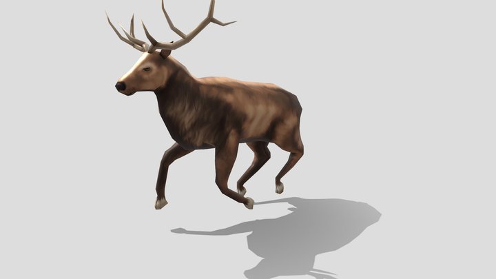 animated low poly deer game ready 3D Model