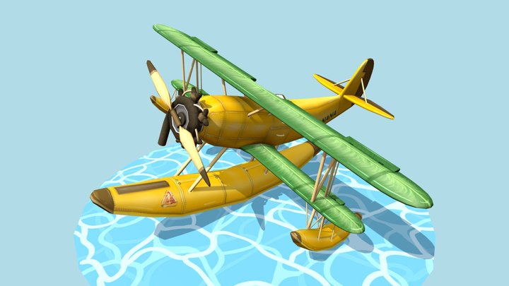 Banana Plane | Stylized N3N-3 Floatplane | DAE 3D Model