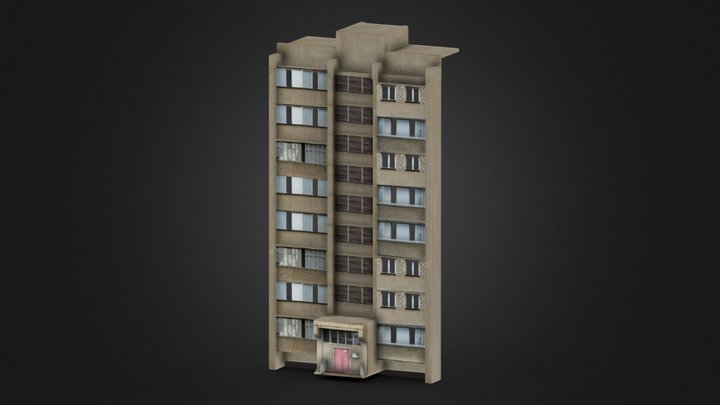 Soviet Panel Building Facade (PSX Style) 3D Model