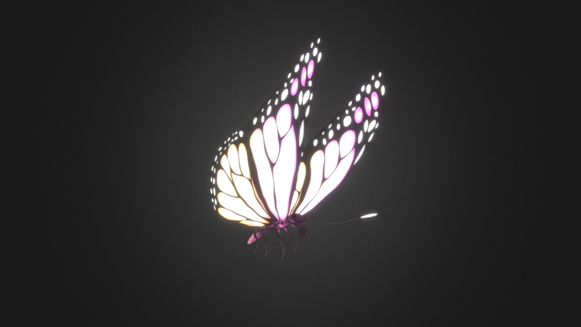 3D model Magical Glowing Butterfly - This is a 3D model of the Magical Glowing Butterfly. The 3D model is about a light in the dark.