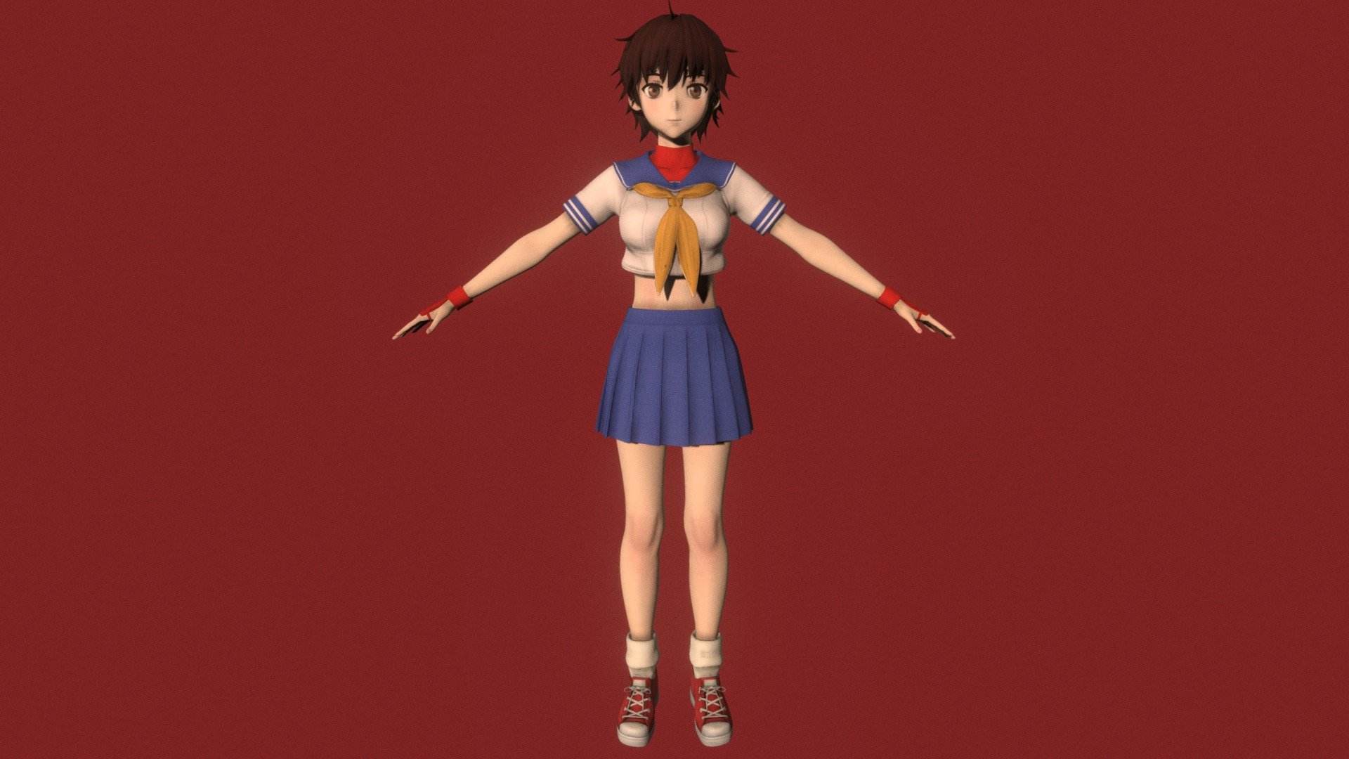 T Pose Rigged Model Of Sakura Kasugano Buy Royalty Free 3d Model By