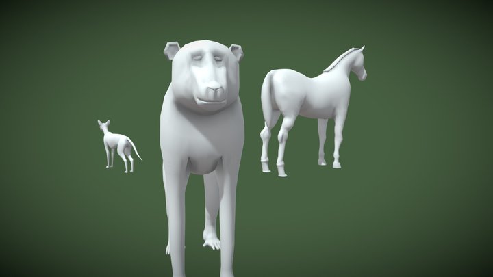 Cat horse And Baboon 3D Model