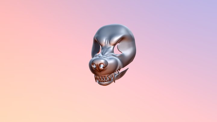 Snarly Werewolf Canine Costume Head Base 3D Model