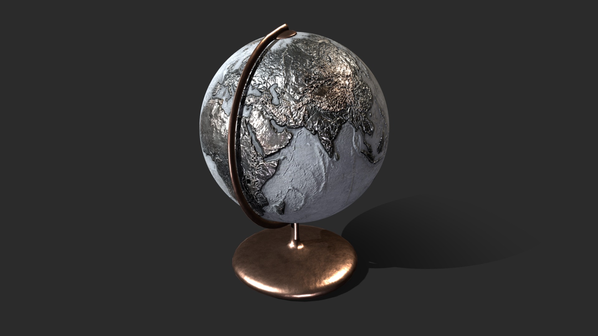 3D model Metal-Concrete Earth Globe - This is a 3D model of the Metal-Concrete Earth Globe. The 3D model is about a planet with a ring around it.