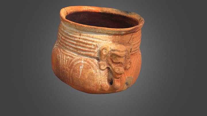 Vessel with zoomorphic-head appliqués 3D Model