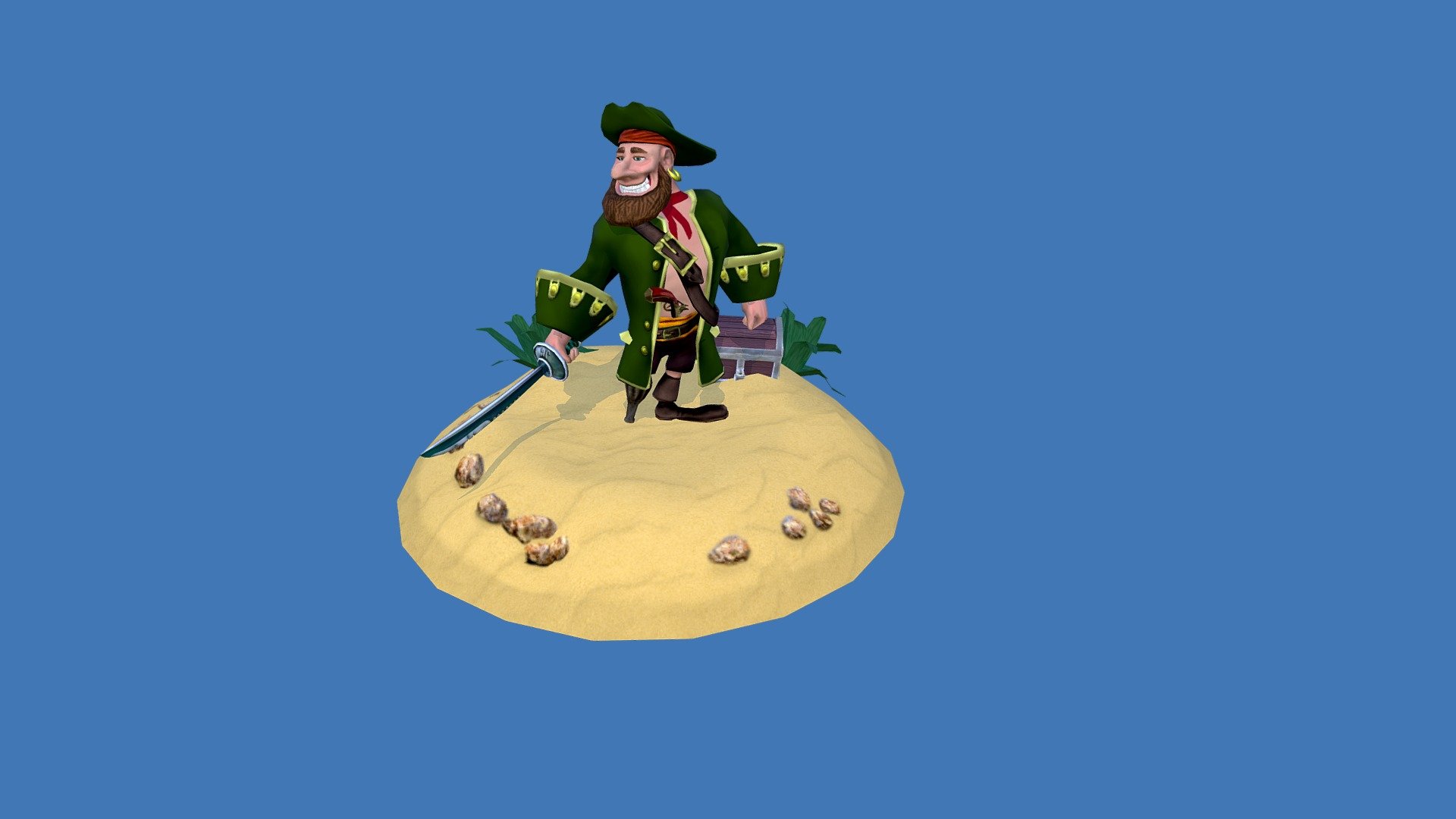 Pirate сharacter 3D model + idle Animation