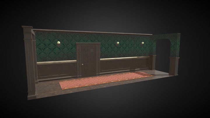 Old Victorian Haunted Hallway 3D Model