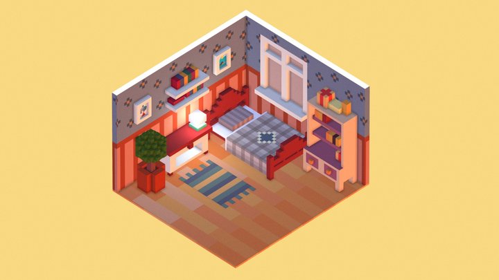 [Low Poly] Isometric Room 3D Model