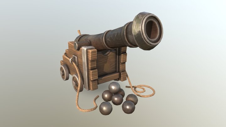 Stylised Pirate Cannon 3D Model