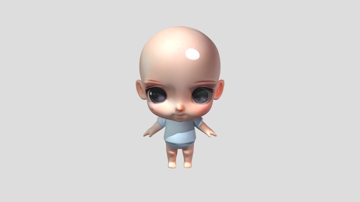 Cuttie Baby Low Poly 3D Model