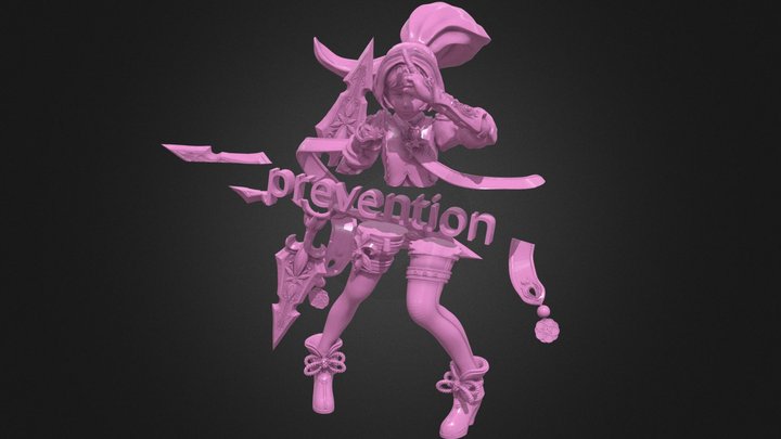 Low polygon elin ninja 3D Model