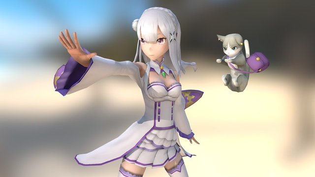 Re:Zero Emilia and Pack 3D Model