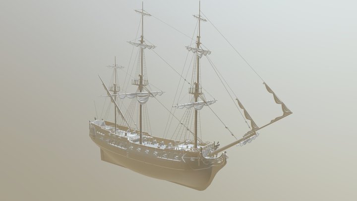 Queen Anne's Revenge - Blackbeards real ship 3D Model