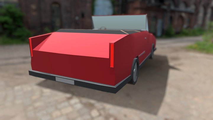 Low Poly Convertible Cartoony Car 3D Model
