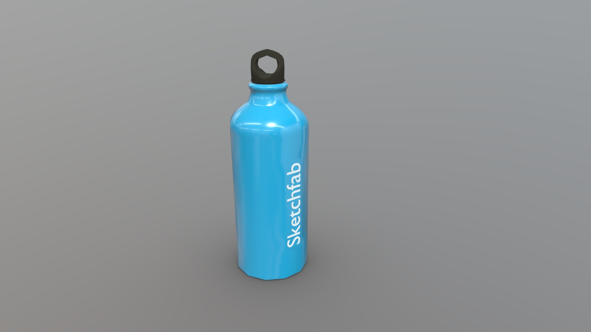 3D model Sketchfab water bottle - This is a 3D model of the Sketchfab water bottle. The 3D model is about a blue bottle with a black cap.