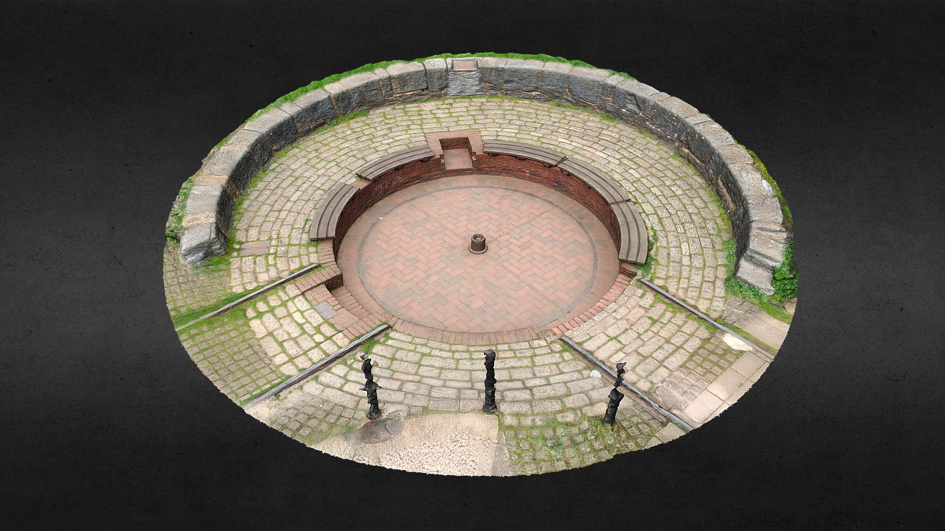 3D model Brunel Railway Turntable, Exeter - This is a 3D model of the Brunel Railway Turntable, Exeter. The 3D model is about a group of people walking around a circular tunnel.