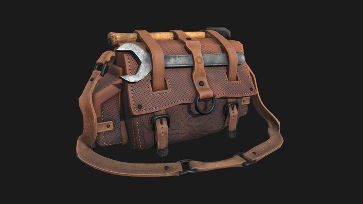 stylized leather bag 3D Model