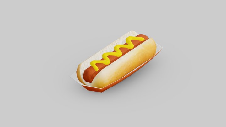 Hotdog Low Poly Food G06 3D Model