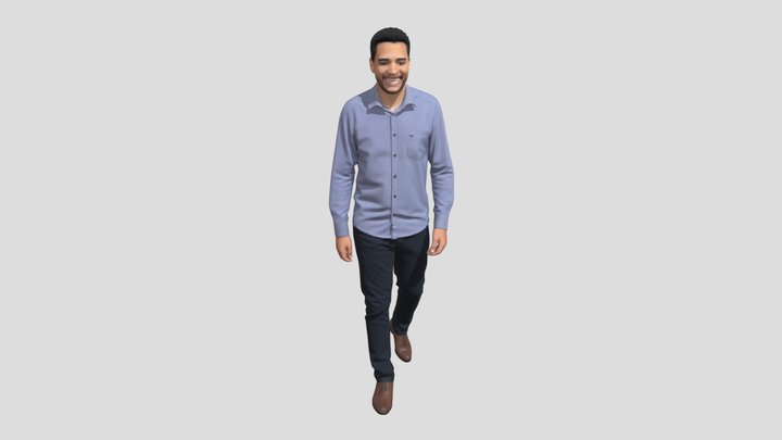 Smiling Man in a Blue Button-Down Shirt – Modello 3D gratuito STL
