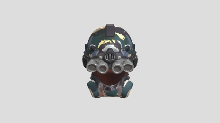 Camouflage tactical helmet with goggles 3D Model