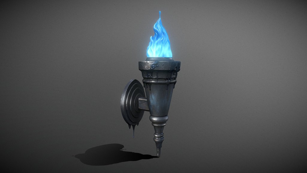 Arcane Blue Flame Wall Torch |RB