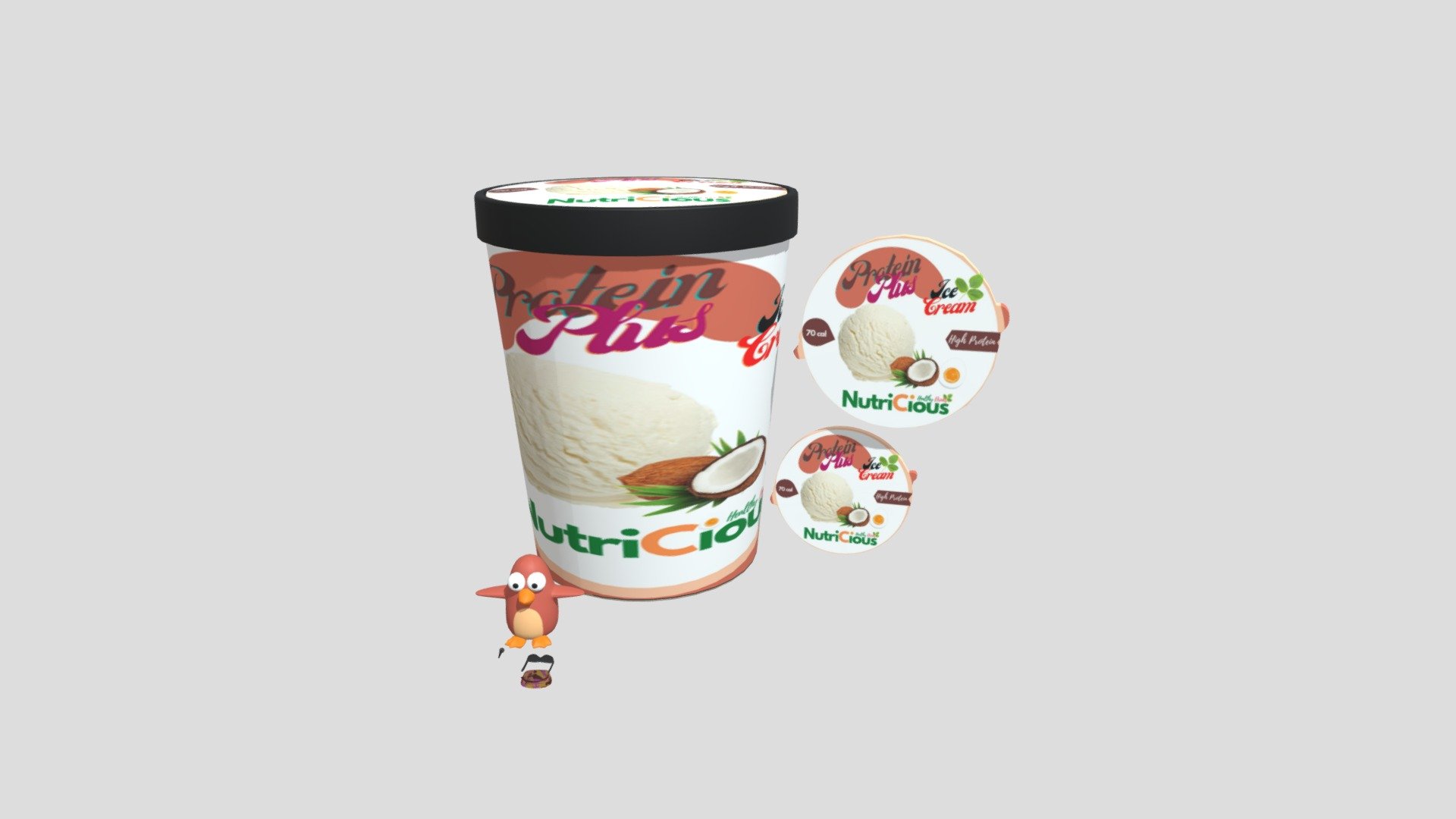 Egg White Protein with Coconut Ice Cream 66g 3D model by worachat