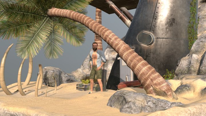 Desert Island 3D Model