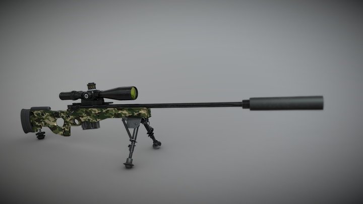 Highpoly AWM Sniper Rifle 3D Model