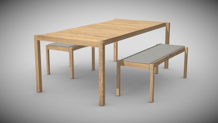 AH901 and AH912 Dining Set by Carl Hansen 3D Model