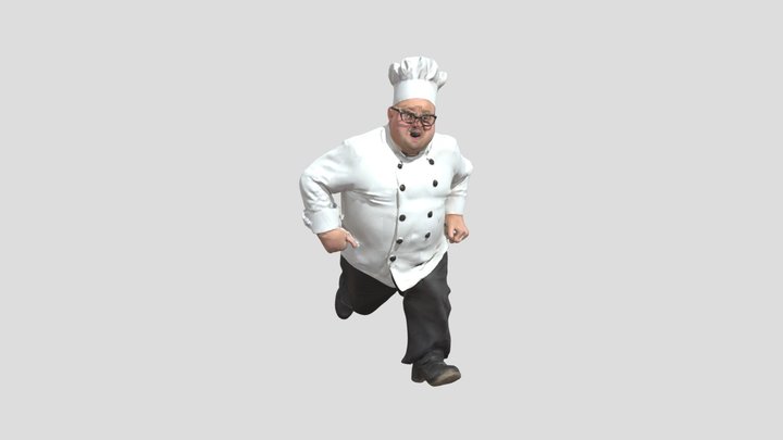 Un chef masculino de complexión gruesa y calva, 3D Model