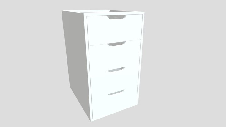 30028 - 4- Drawer Inset Kitchen Cabinet 450mm 3D Model
