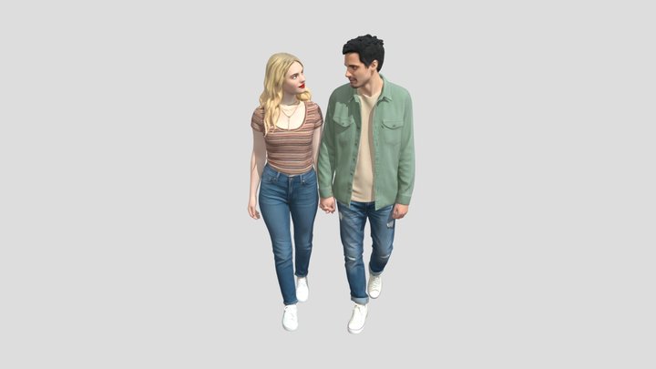Holding Hands Couple in a Casual Walk – Modello 3D gratuito STL