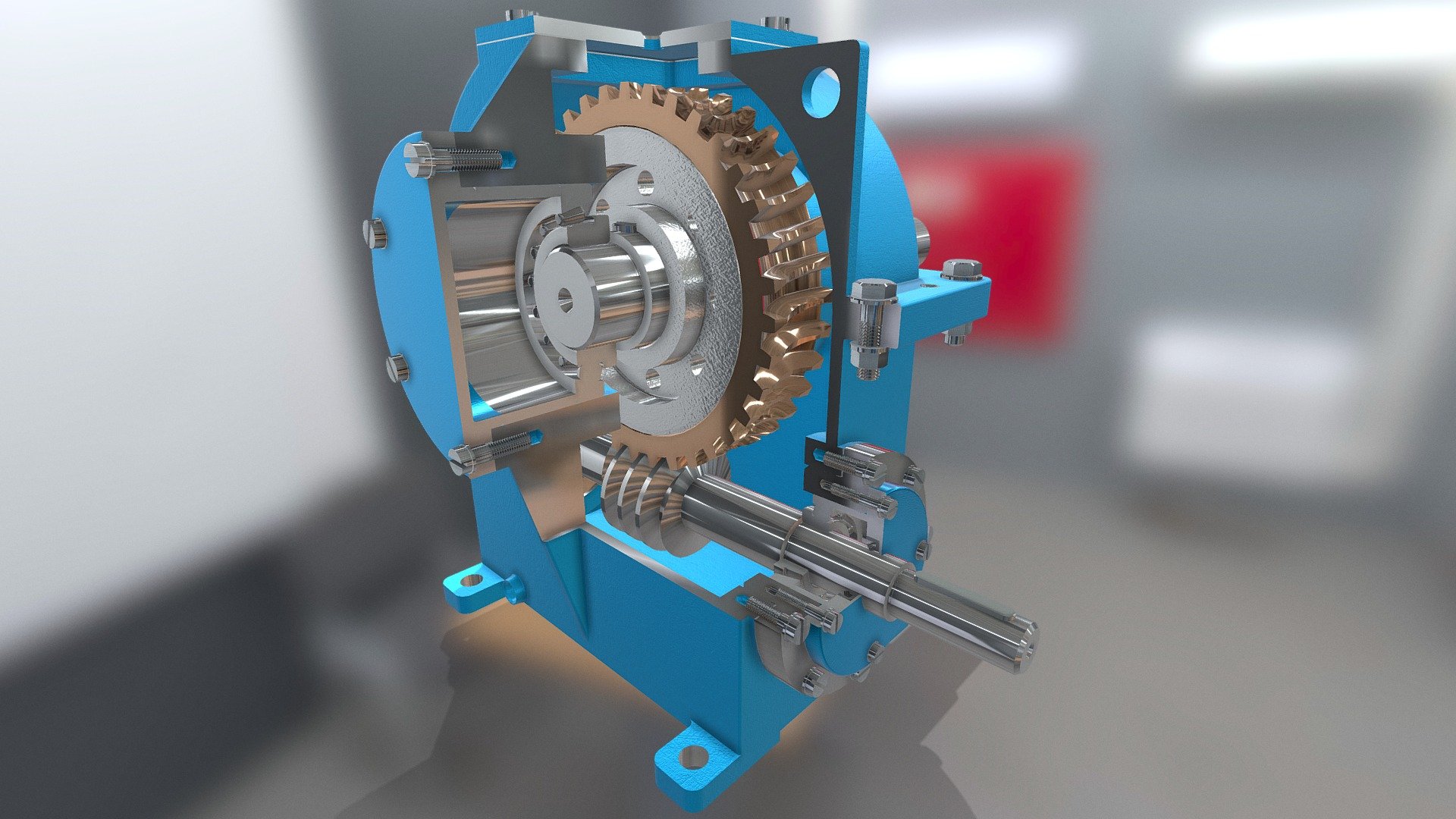 Warm Gear Box Download Free 3D model by TFLEX CAD ST (Free