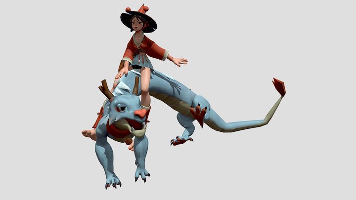 Heuu - dragon and girl 3D Model