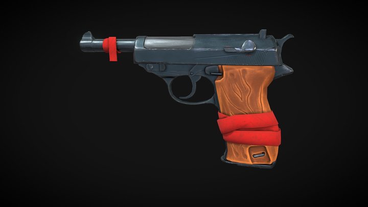 Walter P38 Vintage Stylized Gun 3D Model