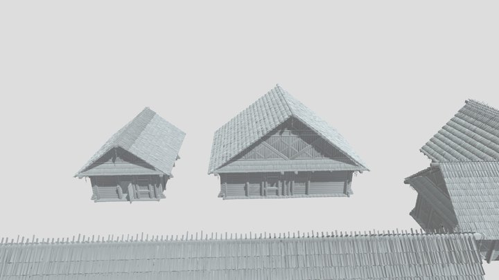 Wooden Medieval Buildings 3D Model