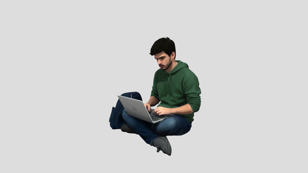 Focused Student with Laptop