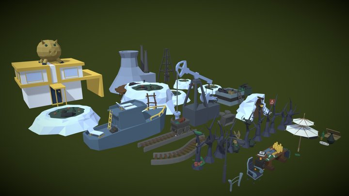 Devastation - Stylized low poly asset pack – Kostenloses 3D-Modell STL