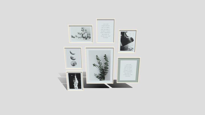 Composition of frames for wall decoration 3D Model