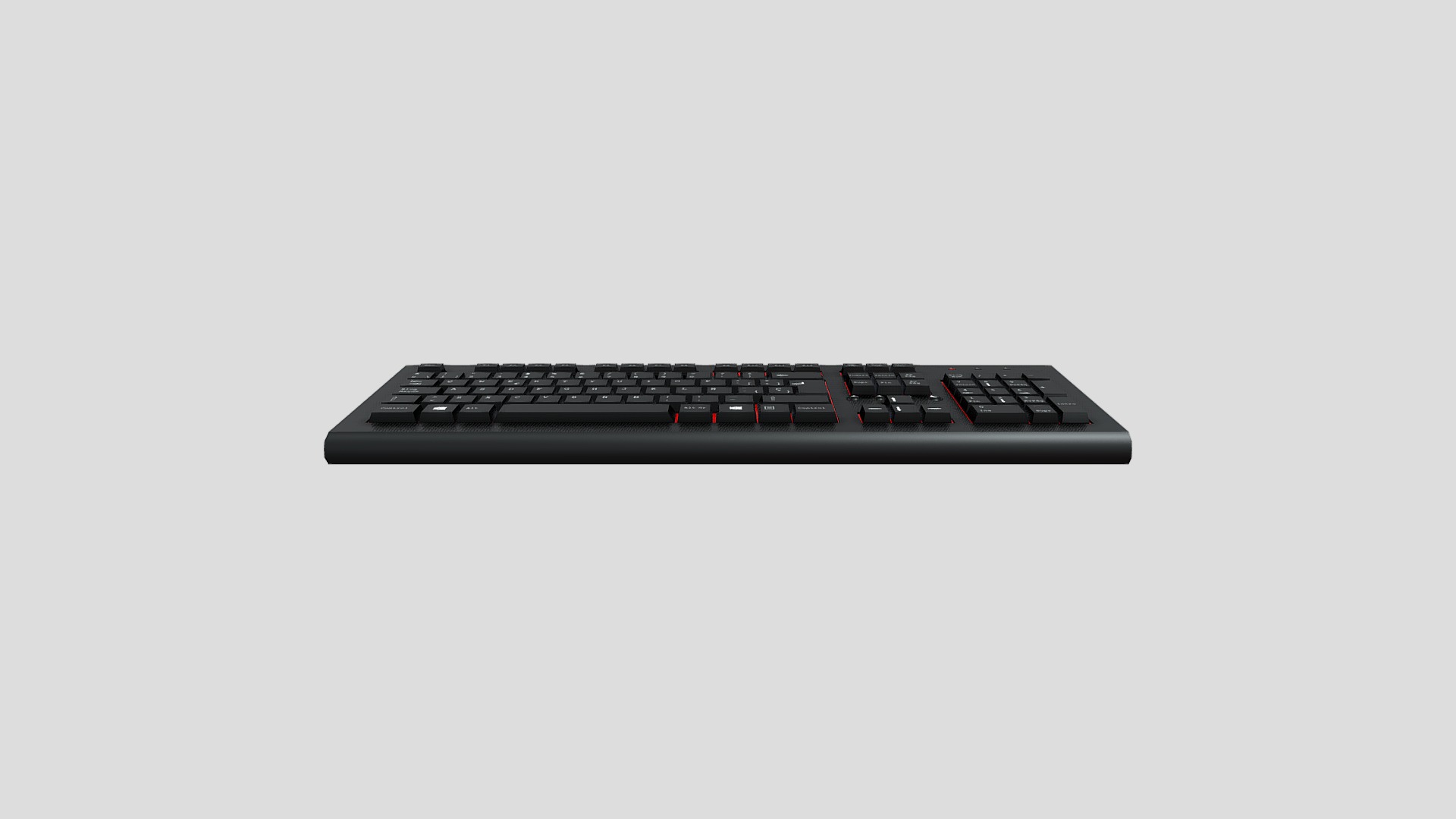 3D model Keyboard - This is a 3D model of the Keyboard. The 3D model is about a black keyboard with a white background.
