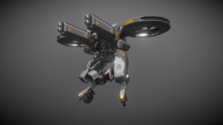 Sci-fi Mech Railgun 3D Model
