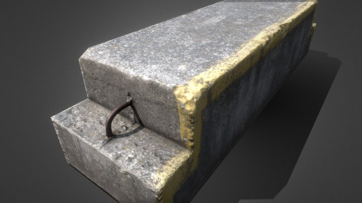 Low Poly Concrete Barricade Game Ready 3D Model
